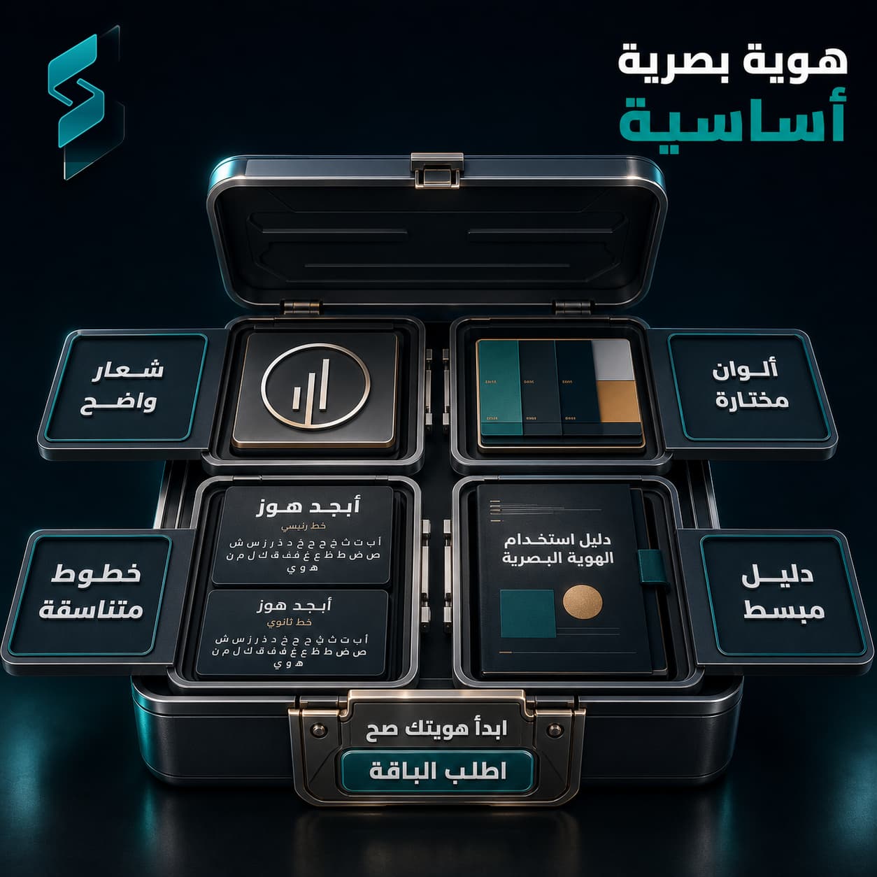 تصميم الهوية البصرية الأساسية (شعار + ألوان + خطوط)