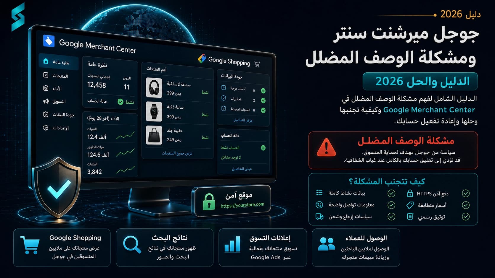 جوجل ميرشنت سنتر ومشكلة الوصف المضلل (Misrepresentation): الدليل والحل 2026